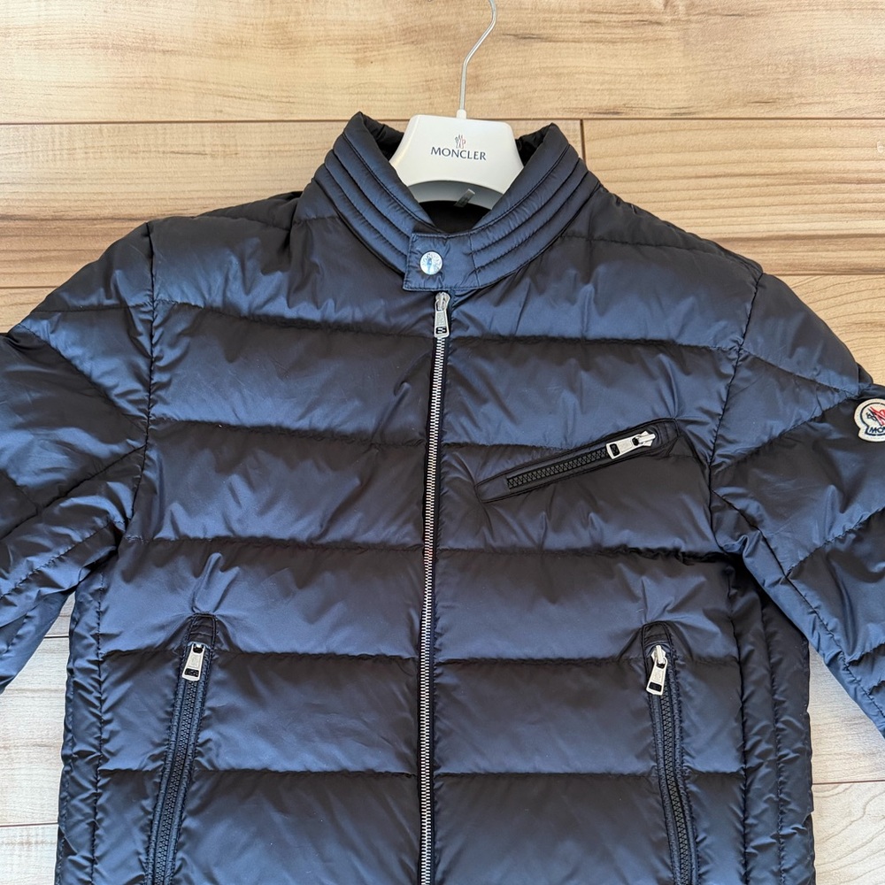 Men’s Moncler Black Matte Biker Puffer Jacket M sz 3 - Picture 2 of 16